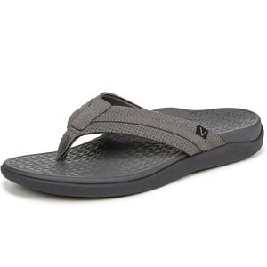 Vionic Mens 9 Sandal Tide II Flip-Flop Charcoal Gray Arch Support New